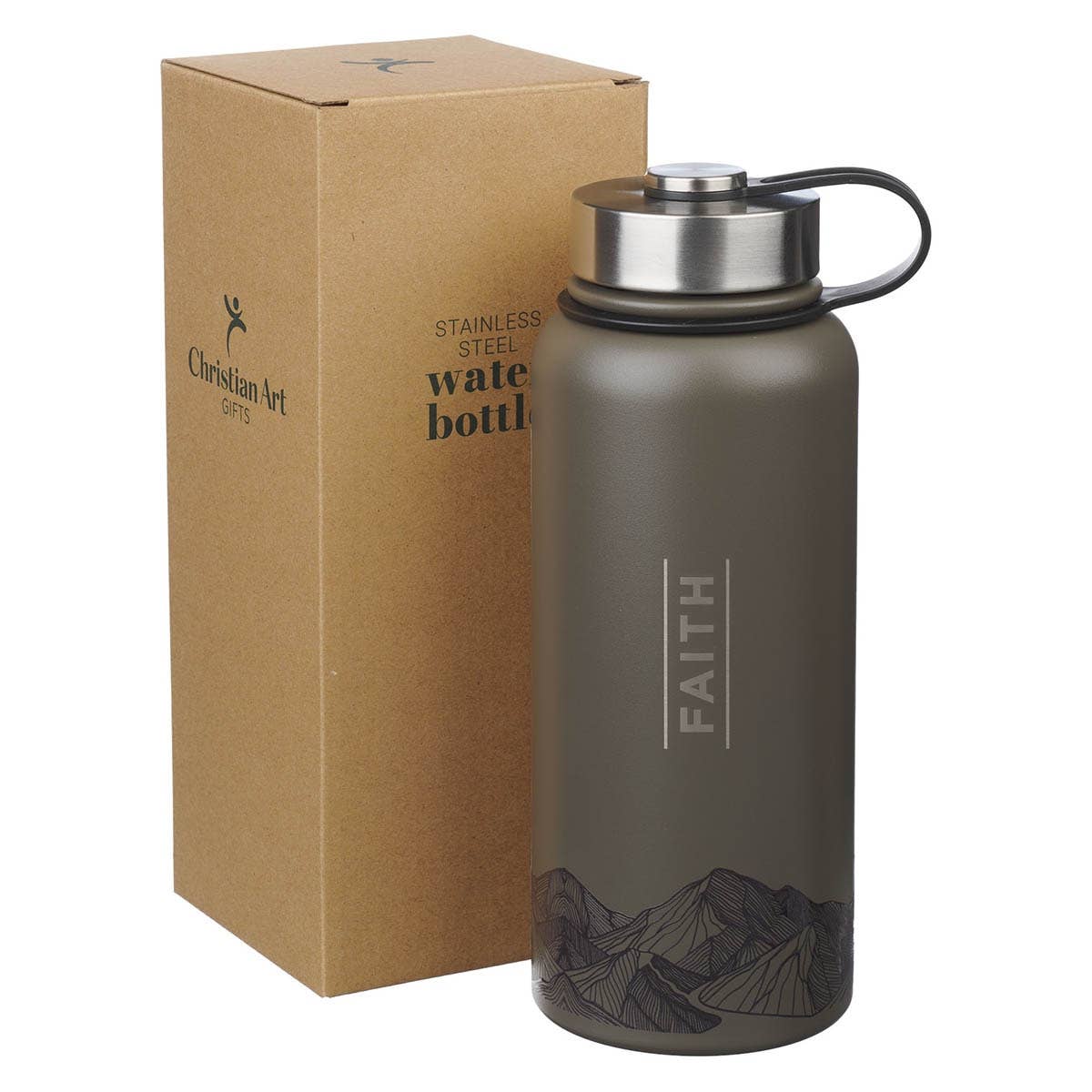 Water Bottle SS Brown Faith Mountains Matt. 17:20
