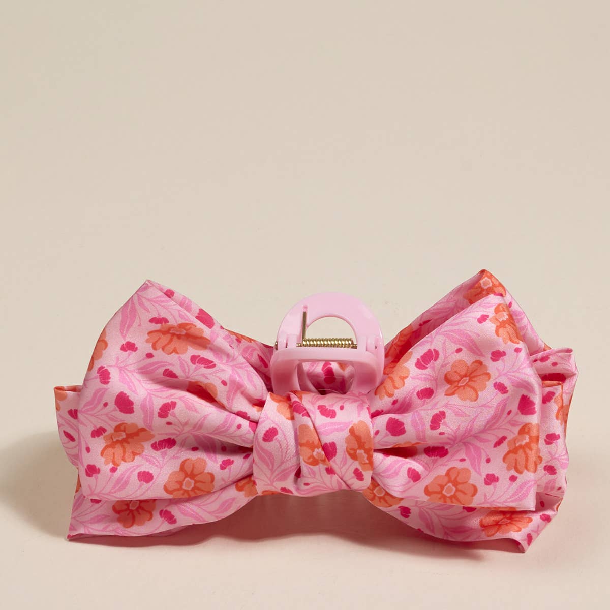 Satin Bow Claw Clip–Poppin' Petals Hot Pink