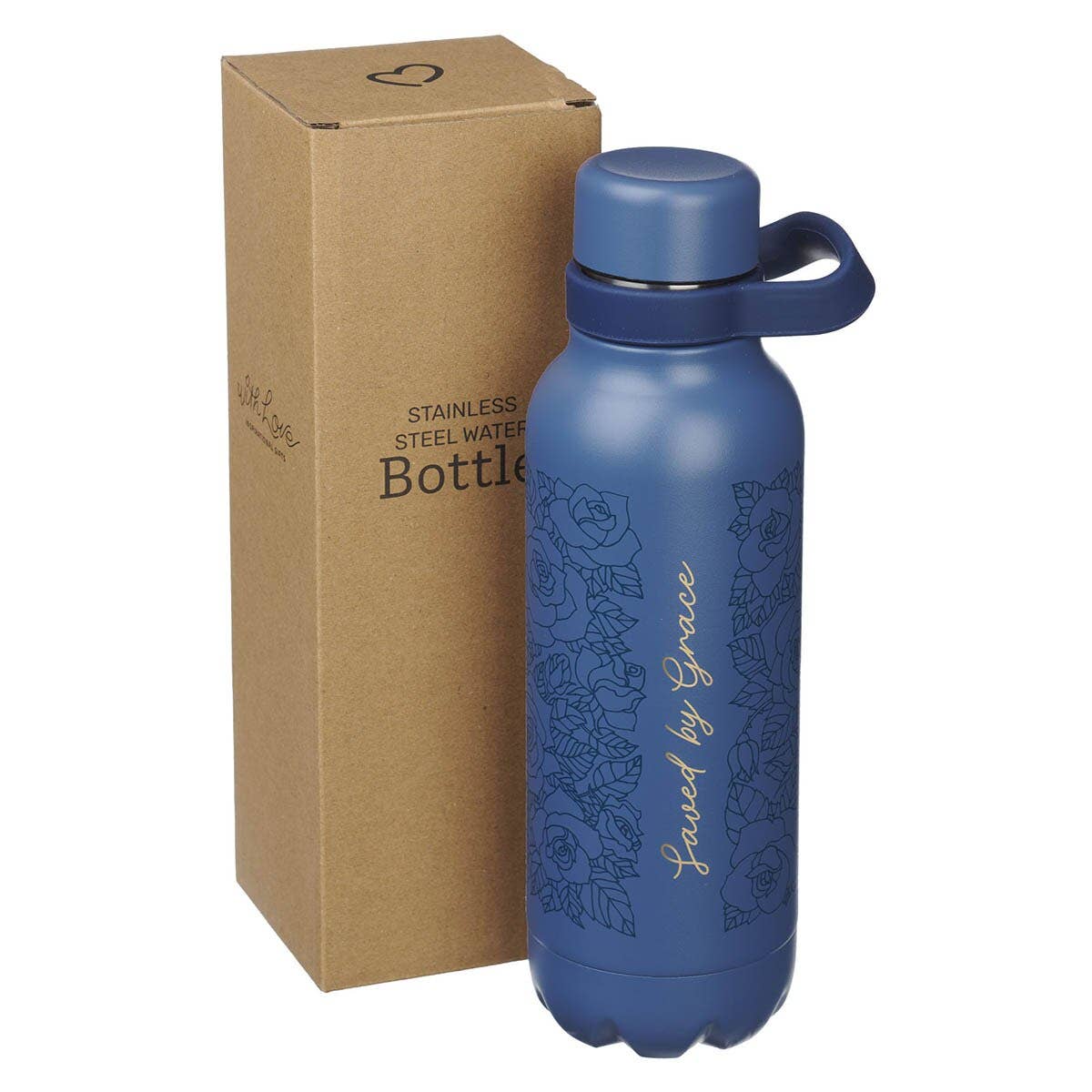 Water Bottle SS Blue Saved By Grace