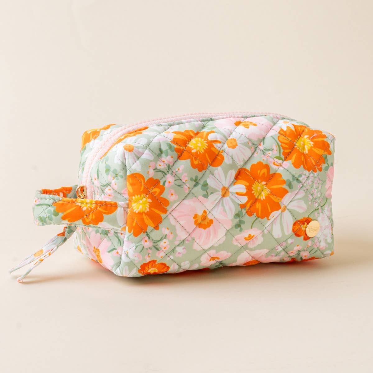 Essentials Quilted Cosmetic Pouch–Bouquet Beauty Sage