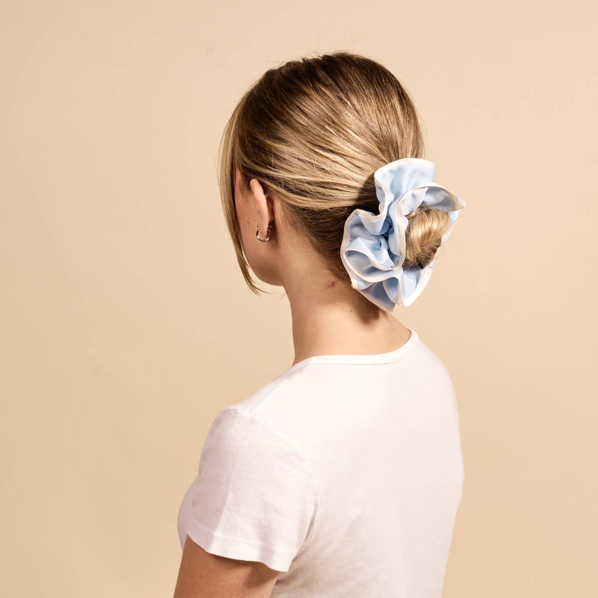 Ruffle Up Scrunchie–Light Blue