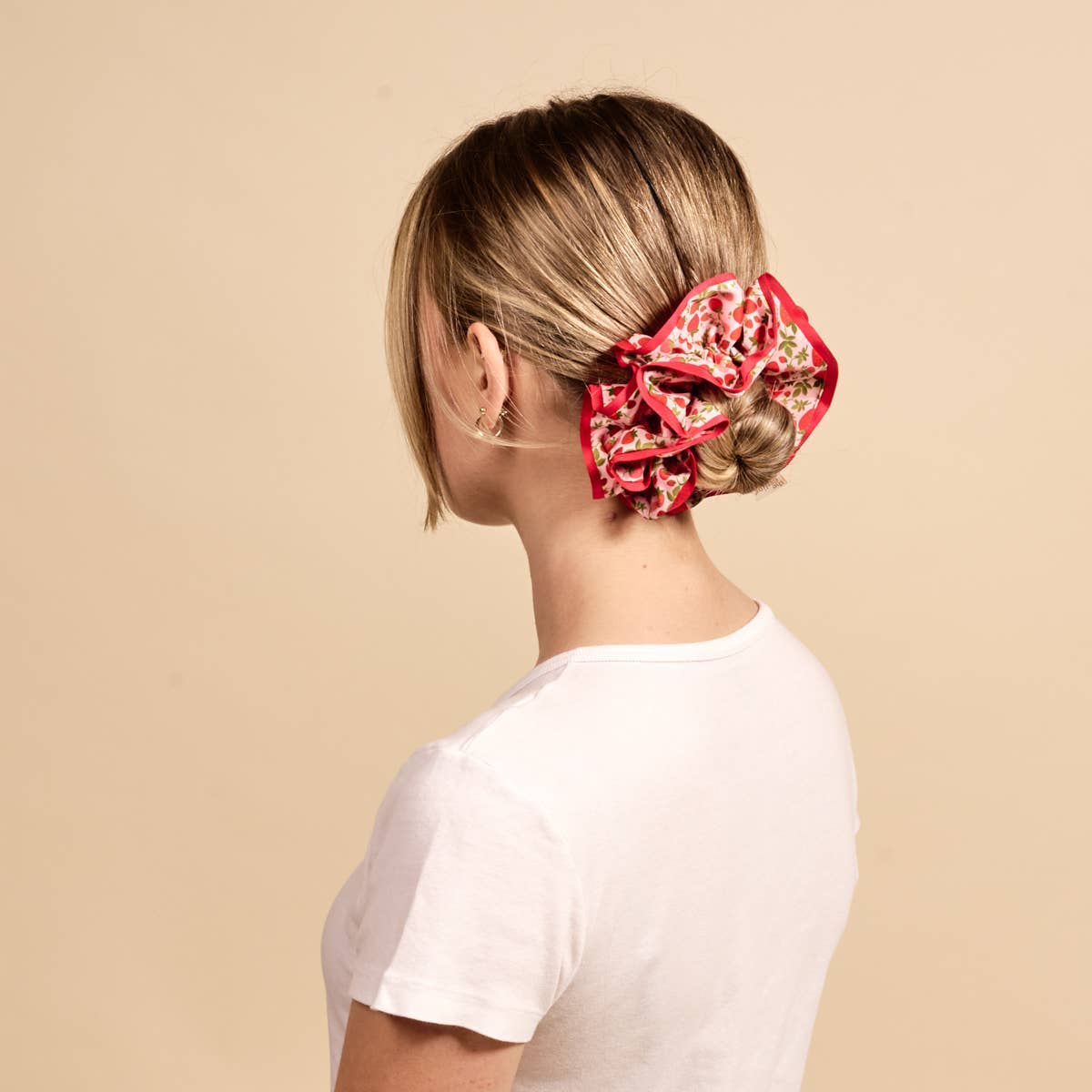 Ruffle Up Scrunchie-Strawberry Fields