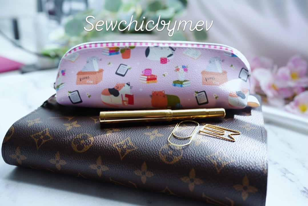 faux leather story time cats pencil pouch