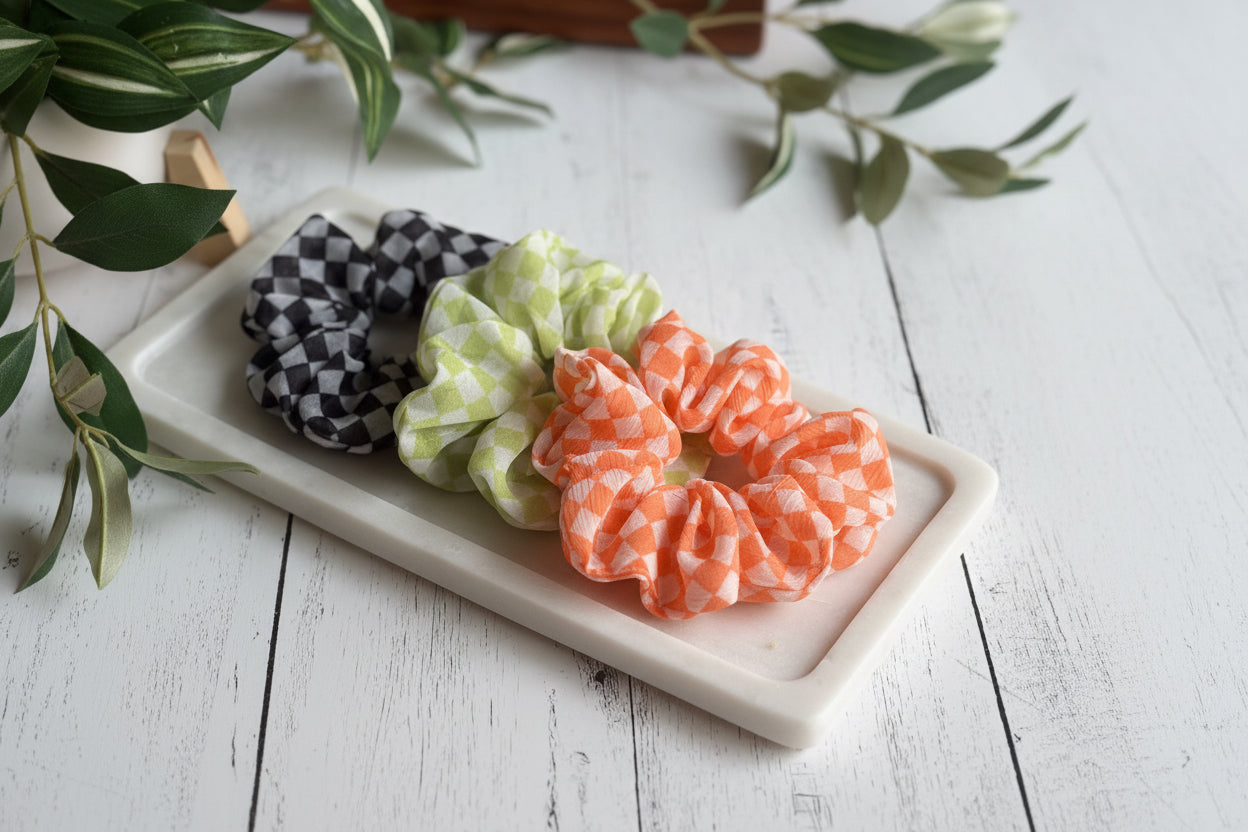 Checkered Sheer Scrunchies