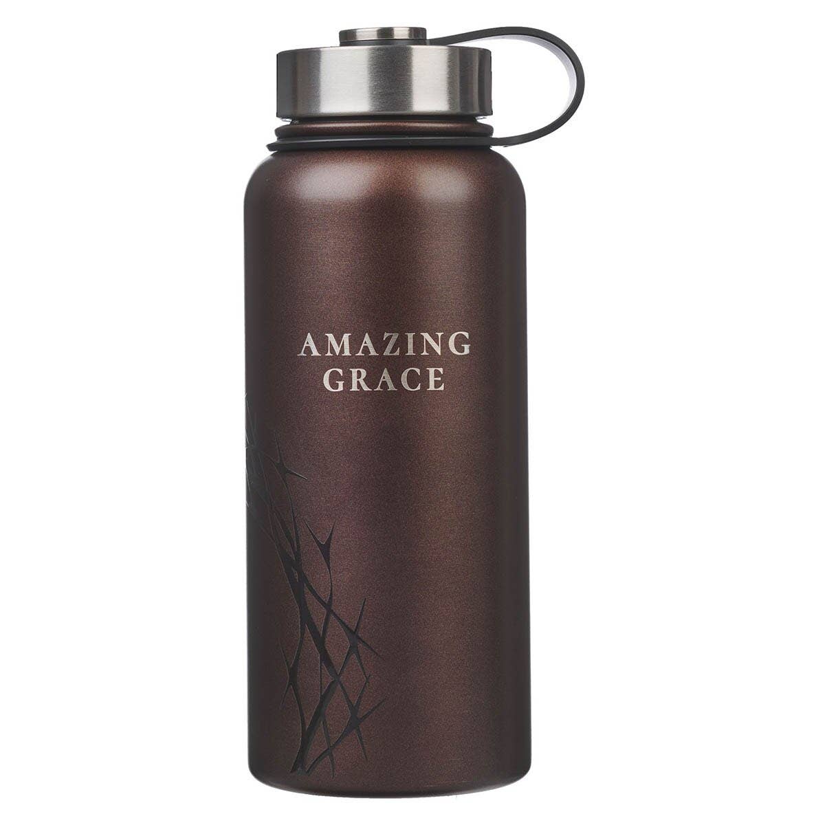 Water Bottle SS Brown Crown of Thorns/Amazing Grace Isa 53:5