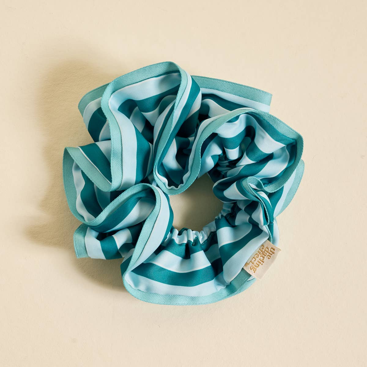 Ruffle Up Scrunchie–Sicily Stripes Teal