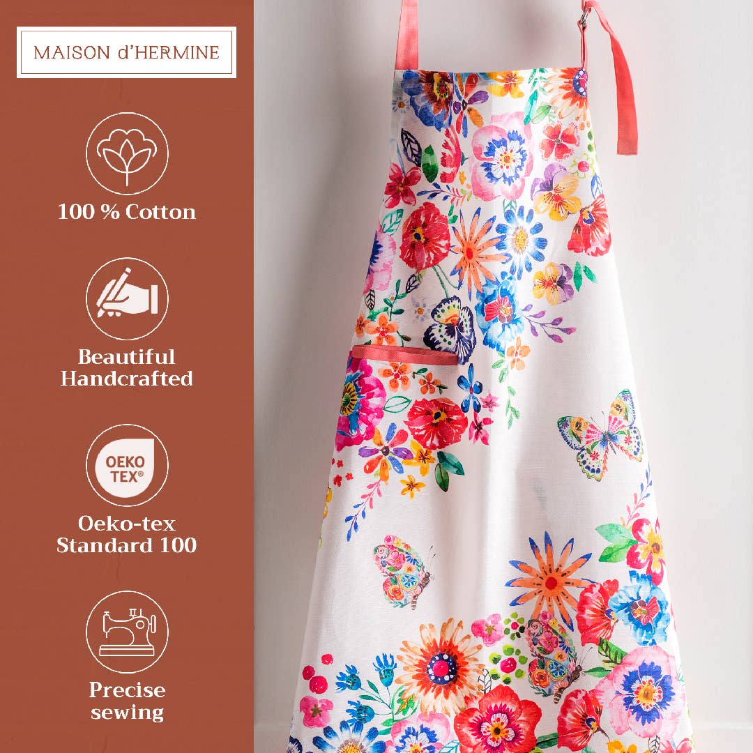 Apron 100% Cotton -Spring/Summer -Happy Florals -High Summer